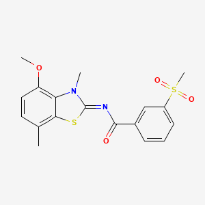 (E)-N-(4-methoxy-3,7-dimethylbenzo[d]thiazol-2(3H)-ylidene)-3-(methylsulfonyl)benzamide