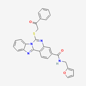 molecular formula C28H20N4O3S B2672790 N-(furan-2-ylmethyl)-6-phenacylsulfanylbenzimidazolo[1,2-c]quinazoline-3-carboxamide CAS No. 422276-83-3