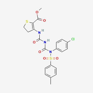 molecular formula C21H20ClN3O6S2 B2672792 甲基3-(3-((4-氯苯基)(对甲苯磺酰)氨基)脲基)-4,5-二氢噻吩-2-羧酸酯 CAS No. 391220-69-2