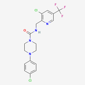 molecular formula C18H17Cl2F3N4O B2672796 N-{[3-chloro-5-(trifluoromethyl)pyridin-2-yl]methyl}-4-(4-chlorophenyl)piperazine-1-carboxamide CAS No. 2058812-89-6