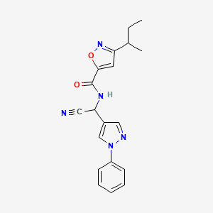 molecular formula C19H19N5O2 B2672804 3-Butan-2-yl-N-[cyano-(1-phenylpyrazol-4-yl)methyl]-1,2-oxazole-5-carboxamide CAS No. 1385330-65-3
