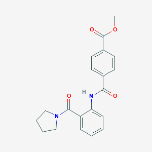 molecular formula C20H20N2O4 B267281 Methyl 4-{[2-(1-pyrrolidinylcarbonyl)anilino]carbonyl}benzoate 