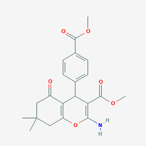 molecular formula C21H23NO6 B2672812 甲基2-氨基-4-[4-(甲氧羰基)苯基]-7,7-二甲基-5-氧代-5,6,7,8-四氢-4H-香豆素-3-羧酸酯 CAS No. 329057-46-7