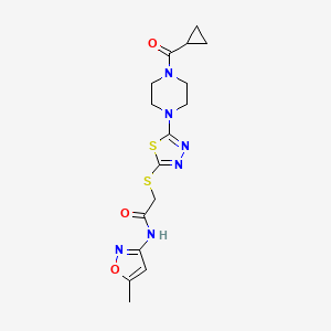 2-((5-(4-(cyclopropanecarbonyl)piperazin-1-yl)-1,3,4-thiadiazol-2-yl)thio)-N-(5-methylisoxazol-3-yl)acetamide