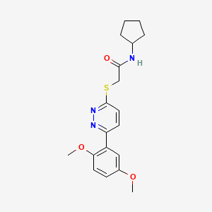 molecular formula C19H23N3O3S B2672822 N-环戊基-2-[6-(2,5-二甲氧基苯基)吡啶并[3,2-d]嘧啶-3-基]硫基乙酰胺 CAS No. 941931-20-0