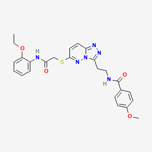 molecular formula C25H26N6O4S B2672825 N-(2-(6-((2-((2-乙氧苯基)氨基)-2-氧代乙基)硫)-[1,2,4]三唑并[4,3-b]吡嗪-3-基)乙基)-4-甲氧基苯甲酰胺 CAS No. 872995-71-6