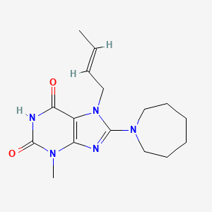 molecular formula C16H23N5O2 B2672829 8-(azepan-1-yl)-7-[(2E)-but-2-en-1-yl]-3-methyl-3,7-dihydro-1H-purine-2,6-dione CAS No. 1164545-17-8