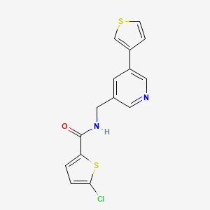 molecular formula C15H11ClN2OS2 B2672856 5-氯-N-((5-(噻吩-3-基)吡啶-3-基)甲基)噻吩-2-甲酰胺 CAS No. 1795190-72-5
