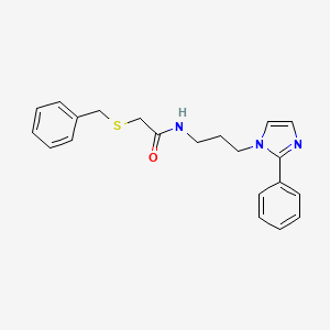 molecular formula C21H23N3OS B2672865 2-(benzylthio)-N-(3-(2-phenyl-1H-imidazol-1-yl)propyl)acetamide CAS No. 1421471-78-4
