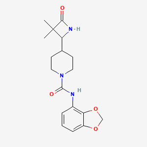 molecular formula C18H23N3O4 B2672872 N-(2H-1,3-benzodioxol-4-yl)-4-(3,3-dimethyl-4-oxoazetidin-2-yl)piperidine-1-carboxamide CAS No. 2094370-33-7