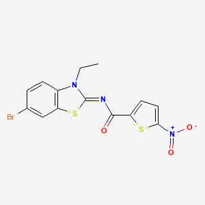 molecular formula C14H10BrN3O3S2 B2672875 N-(6-bromo-3-ethyl-1,3-benzothiazol-2-ylidene)-5-nitrothiophene-2-carboxamide CAS No. 865544-35-0