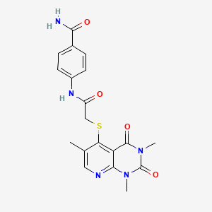 molecular formula C19H19N5O4S B2672889 4-(2-((1,3,6-Trimethyl-2,4-dioxo-1,2,3,4-tetrahydropyrido[2,3-d]pyrimidin-5-yl)thio)acetamido)benzamide CAS No. 899940-19-3