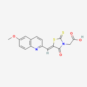 molecular formula C16H12N2O4S2 B2672892 (Z)-2-(5-((6-methoxyquinolin-2-yl)methylene)-4-oxo-2-thioxothiazolidin-3-yl)acetic acid CAS No. 902030-33-5