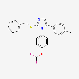 molecular formula C24H20F2N2OS B2672895 2-(苄硫基)-1-(4-(二氟甲氧基)苯基)-5-(对甲苯基)-1H-咪唑 CAS No. 1226437-48-4
