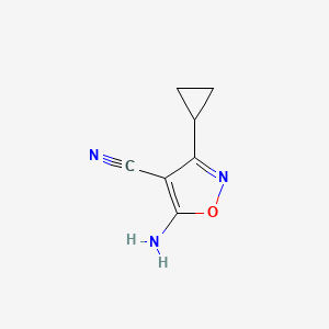 molecular formula C7H7N3O B2672897 5-Amino-3-cyclopropyl-1,2-oxazole-4-carbonitrile CAS No. 1028328-16-6