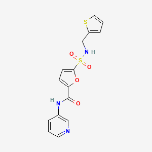 molecular formula C15H13N3O4S2 B2672898 N-(pyridin-3-yl)-5-(N-(thiophen-2-ylmethyl)sulfamoyl)furan-2-carboxamide CAS No. 1172313-20-0