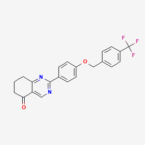 molecular formula C22H17F3N2O2 B2672901 2-(4-{[4-(trifluoromethyl)benzyl]oxy}phenyl)-7,8-dihydro-5(6H)-quinazolinone CAS No. 477888-33-8