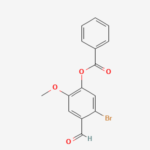 molecular formula C15H11BrO4 B2672904 5-Bromo-4-formyl-2-methoxyphenyl benzoate CAS No. 486994-01-8
