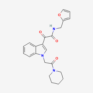 N-(furan-2-ylmethyl)-2-oxo-2-[1-(2-oxo-2-piperidin-1-ylethyl)indol-3-yl]acetamide