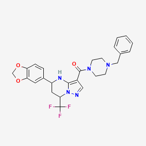 (5-(Benzo[d][1,3]dioxol-5-yl)-7-(trifluoromethyl)-4,5,6,7-tetrahydropyrazolo[1,5-a]pyrimidin-3-yl)(4-benzylpiperazin-1-yl)methanone