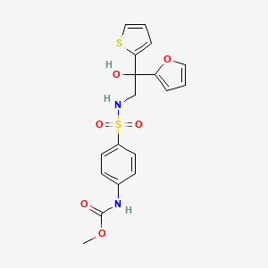 molecular formula C18H18N2O6S2 B2672933 甲酸甲酯(4-(N-(2-(呋喃-2-基)-2-氢氧基-2-(噻吩-2-基)乙基)磺酰)苯基)甲酸酯 CAS No. 2034399-88-5