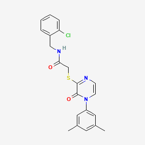 molecular formula C21H20ClN3O2S B2672938 N-[(2-chlorophenyl)methyl]-2-[4-(3,5-dimethylphenyl)-3-oxopyrazin-2-yl]sulfanylacetamide CAS No. 895107-75-2