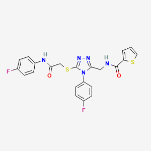 molecular formula C22H17F2N5O2S2 B2672943 N-((4-(4-fluorophenyl)-5-((2-((4-fluorophenyl)amino)-2-oxoethyl)thio)-4H-1,2,4-triazol-3-yl)methyl)thiophene-2-carboxamide CAS No. 310449-33-3