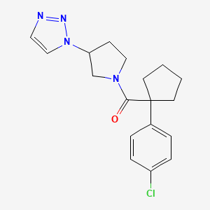 molecular formula C18H21ClN4O B2672948 (3-(1H-1,2,3-triazol-1-yl)pyrrolidin-1-yl)(1-(4-chlorophenyl)cyclopentyl)methanone CAS No. 1795297-41-4