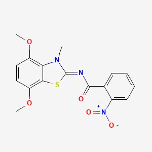 N-(4,7-dimethoxy-3-methyl-1,3-benzothiazol-2-ylidene)-2-nitrobenzamide