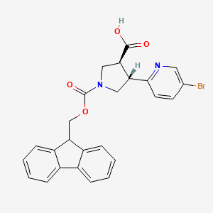 molecular formula C25H21BrN2O4 B2672966 (3S,4S)-4-(5-Bromopyridin-2-yl)-1-(9H-fluoren-9-ylmethoxycarbonyl)pyrrolidine-3-carboxylic acid CAS No. 2287237-39-0