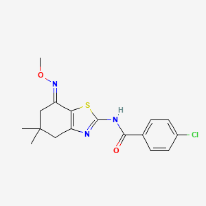 molecular formula C17H18ClN3O2S B2672969 N-(7-(Azamethoxymethylene)-5,5-dimethyl(4,5,6-trihydrobenzothiazol-2-YL))(4-chlorophenyl)formamide CAS No. 1274948-23-0
