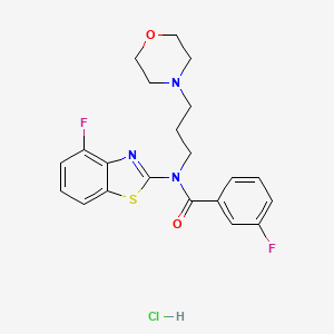 molecular formula C21H22ClF2N3O2S B2672981 3-氟-N-(4-氟苯并[1]噻唑-2-基)-N-(3-吗啉基丙基)苯甲酰胺盐酸盐 CAS No. 1215632-35-1