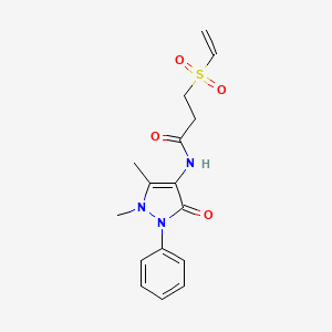 molecular formula C16H19N3O4S B2672982 N-(1,5-Dimethyl-3-oxo-2-phenylpyrazol-4-yl)-3-ethenylsulfonylpropanamide CAS No. 2224457-76-3