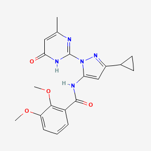 molecular formula C20H21N5O4 B2672984 N-(3-cyclopropyl-1-(4-methyl-6-oxo-1,6-dihydropyrimidin-2-yl)-1H-pyrazol-5-yl)-2,3-dimethoxybenzamide CAS No. 1203261-40-8