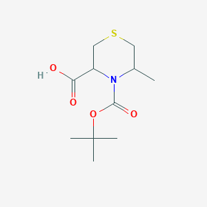 molecular formula C11H19NO4S B2672987 5-Methyl-4-[(2-methylpropan-2-yl)oxycarbonyl]thiomorpholine-3-carboxylic acid CAS No. 2248267-41-4