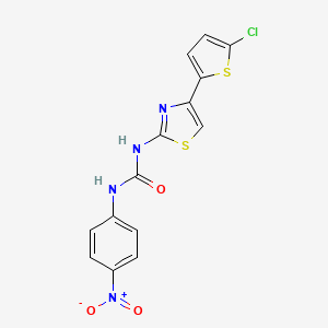 molecular formula C14H9ClN4O3S2 B2672994 1-(4-(5-Chlorothiophen-2-yl)thiazol-2-yl)-3-(4-nitrophenyl)urea CAS No. 391868-08-9