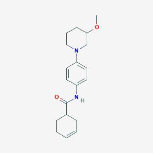 molecular formula C19H26N2O2 B2673003 N-(4-(3-methoxypiperidin-1-yl)phenyl)cyclohex-3-enecarboxamide CAS No. 1797345-38-0