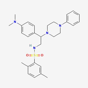 molecular formula C28H36N4O2S B2673008 N-(2-(4-(dimethylamino)phenyl)-2-(4-phenylpiperazin-1-yl)ethyl)-2,5-dimethylbenzenesulfonamide CAS No. 946366-66-1