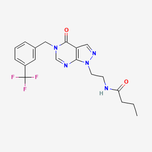 N-(2-(4-oxo-5-(3-(trifluoromethyl)benzyl)-4,5-dihydro-1H-pyrazolo[3,4-d]pyrimidin-1-yl)ethyl)butyramide