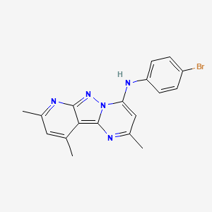 molecular formula C18H16BrN5 B2673016 N-(4-bromophenyl)-2,8,10-trimethylpyrido[2',3':3,4]pyrazolo[1,5-a]pyrimidin-4-amine CAS No. 896073-45-3
