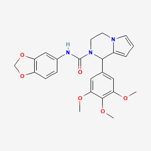 molecular formula C24H25N3O6 B2673020 N-(benzo[d][1,3]dioxol-5-yl)-1-(3,4,5-trimethoxyphenyl)-3,4-dihydropyrrolo[1,2-a]pyrazine-2(1H)-carboxamide CAS No. 899735-91-2