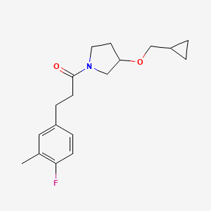 molecular formula C18H24FNO2 B2673021 1-(3-(环丙基甲氧基)吡咯啉-1-基)-3-(4-氟-3-甲基苯基)丙酮 CAS No. 2034386-75-7