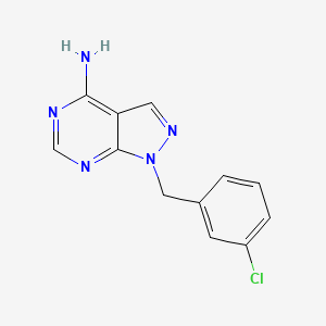 molecular formula C12H10ClN5 B2673023 1-[(3-chlorophenyl)methyl]-1H-pyrazolo[3,4-d]pyrimidin-4-amine CAS No. 1272840-83-1