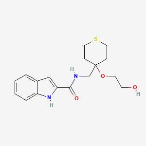 molecular formula C17H22N2O3S B2673033 N-((4-(2-hydroxyethoxy)tetrahydro-2H-thiopyran-4-yl)methyl)-1H-indole-2-carboxamide CAS No. 2309732-65-6