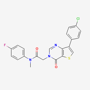molecular formula C21H15ClFN3O2S B2673036 2-[7-(4-chlorophenyl)-4-oxothieno[3,2-d]pyrimidin-3(4H)-yl]-N-(4-fluorophenyl)-N-methylacetamide CAS No. 1105241-81-3