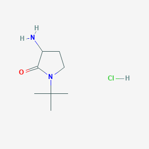 molecular formula C8H17ClN2O B2673038 3-氨基-1-叔丁基吡咯烷-2-酮盐酸盐 CAS No. 1909305-02-7