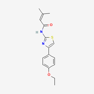 molecular formula C16H18N2O2S B2673041 N-[4-(4-ethoxyphenyl)-1,3-thiazol-2-yl]-3-methylbut-2-enamide CAS No. 634162-32-6