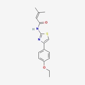 molecular formula C16H18N2O2S B2673041 N-[4-(4-乙氧基苯基)-1,3-噻唑-2-基]-3-甲基丁-2-烯酰胺 CAS No. 634162-32-6