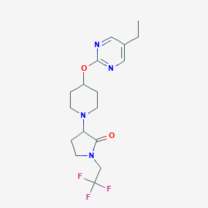 molecular formula C17H23F3N4O2 B2673043 3-[4-(5-Ethylpyrimidin-2-yl)oxypiperidin-1-yl]-1-(2,2,2-trifluoroethyl)pyrrolidin-2-one CAS No. 2379950-30-6