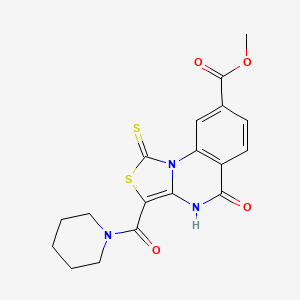 molecular formula C18H17N3O4S2 B2673049 methyl 5-oxo-3-(piperidine-1-carbonyl)-1-thioxo-4,5-dihydro-1H-thiazolo[3,4-a]quinazoline-8-carboxylate CAS No. 440323-44-4